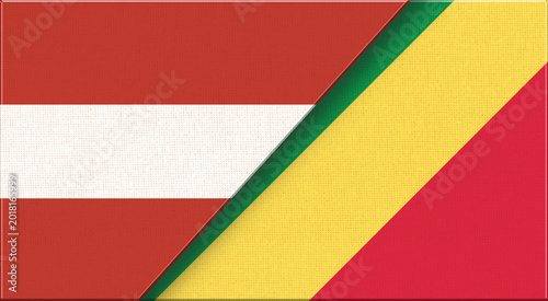 Tableau sur toile Flags of Austria and Congo-Brazzaville