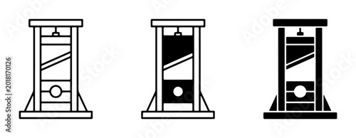 Schilderij op canvas Guillotine Icons Set, Historical Execution Device Vector Graphics, French Revolu