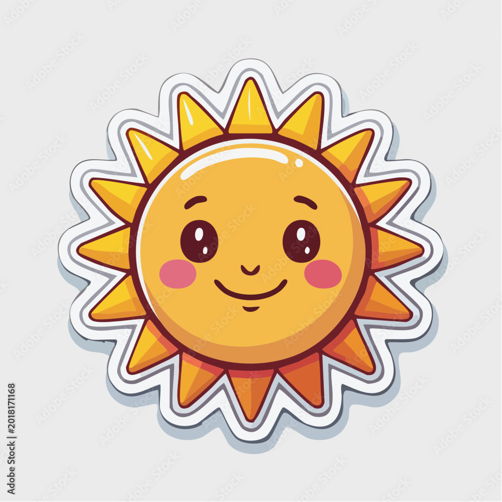 Obraz premium Cute Cartoon Sun Character with Smiling Face
