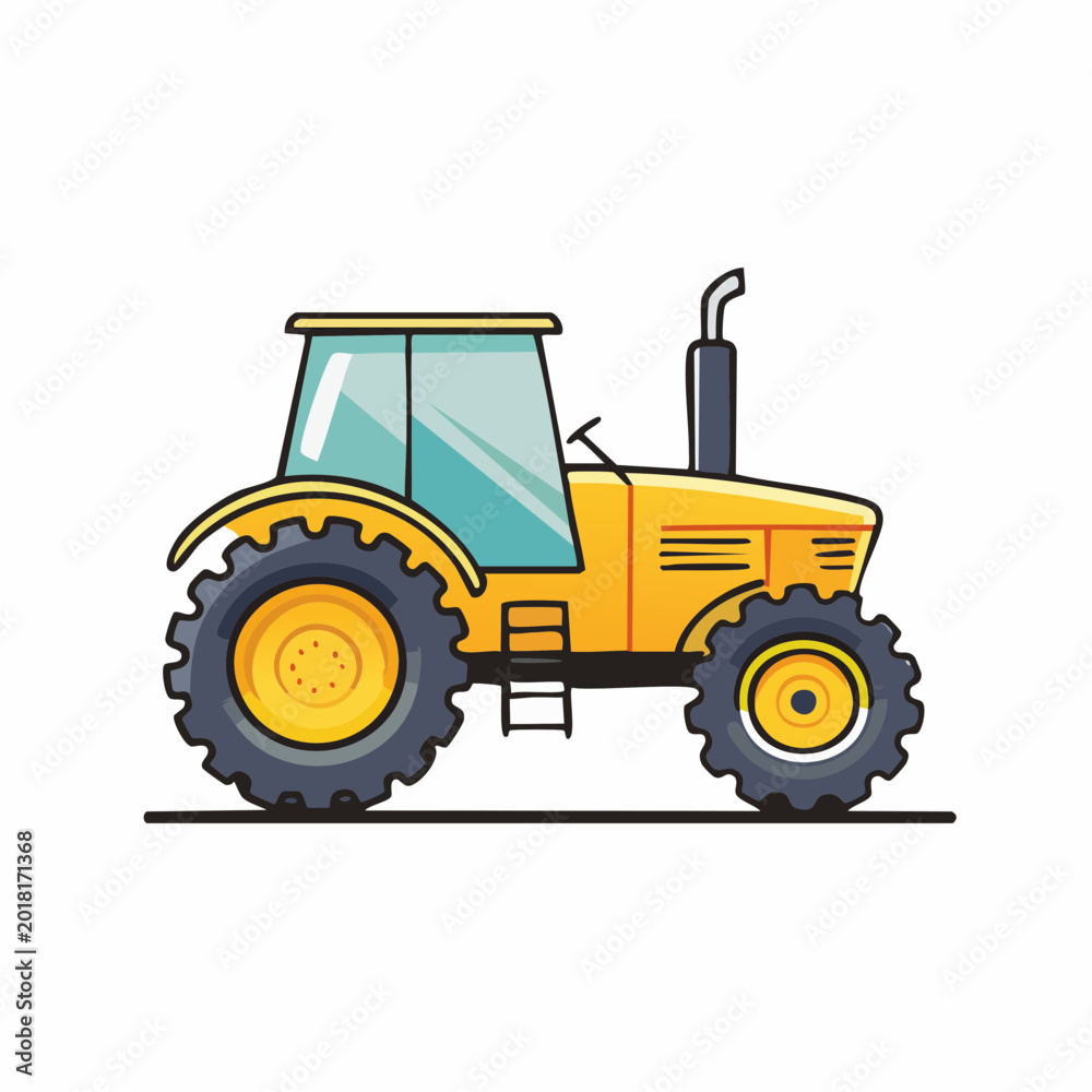 Fototapeta premium Yellow Tractor Illustration