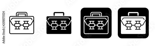 Canvas Print Suitcase  Icon Line and Black Fill Style Collection