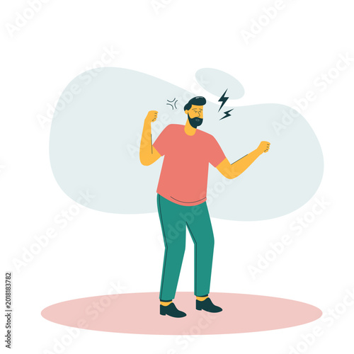 Flat Illustration Mental Stress, A flat vector illustration showing a character juggling multiple tasks or heavy weights, representing modern mental stress and burnout.