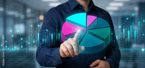 Financial growth pie analytics, Business profit market share, Digital finance investment analytics, High tech economic prosperity, Professional wealth management strategy, Modern capital investment gr