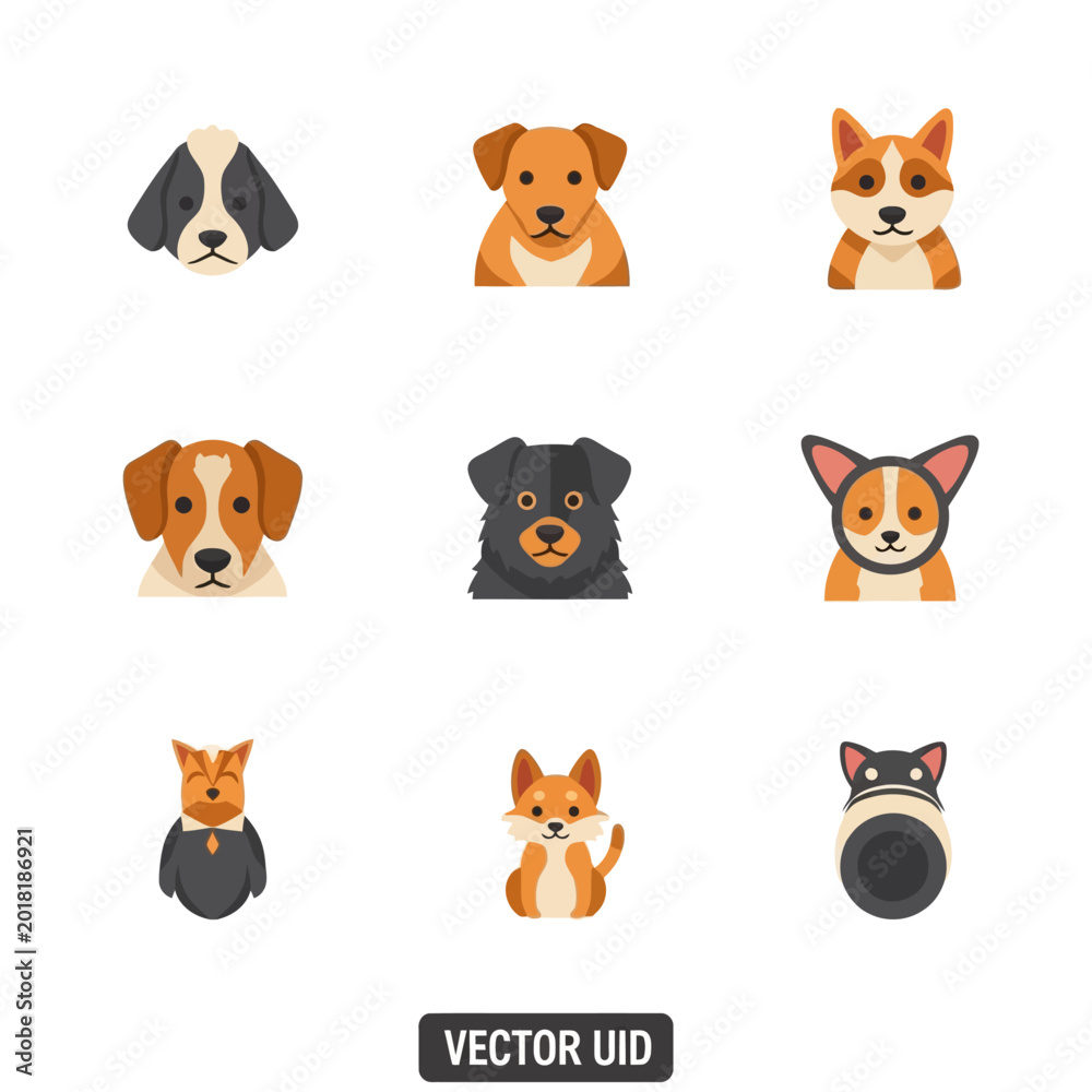 Fototapeta premium Cute cartoon animal faces vector icons.