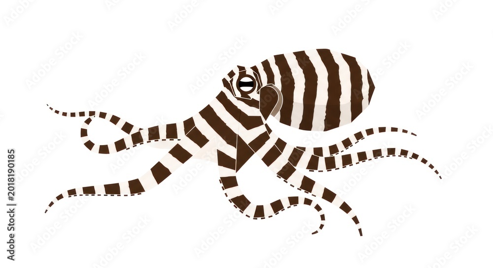 Naklejka premium Brown and white striped octopus.