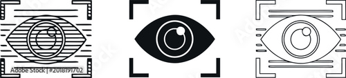 Tableau sur toile Set of Biometric Eye Scan Icons Representing Iris Recognition Digital Security a