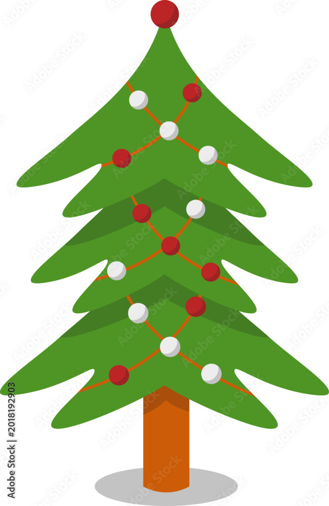 Obraz premium Christmas Tree Decorative. Vector Cartoon Illustration.