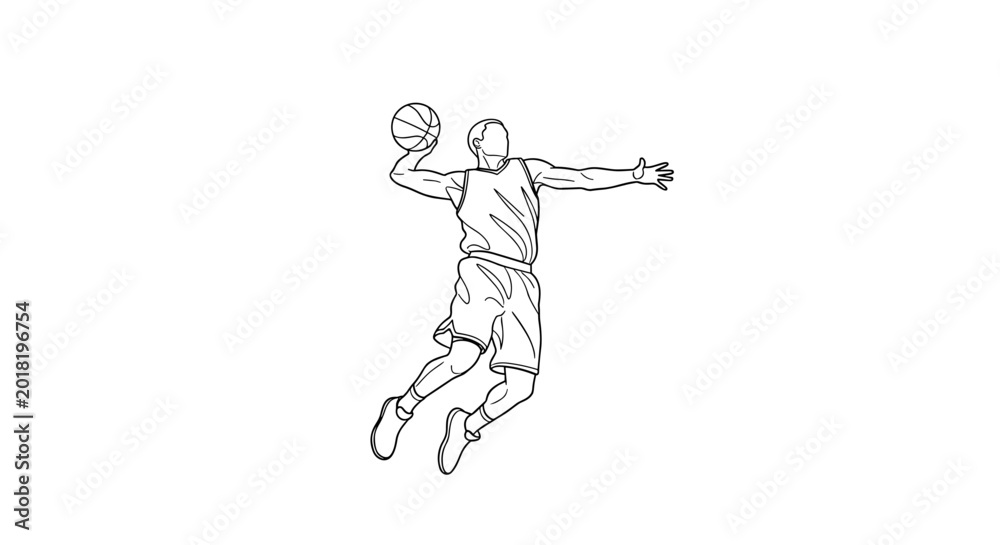 Fototapeta premium Basketball player, jumping, sports icon, athletic isolated on White Background