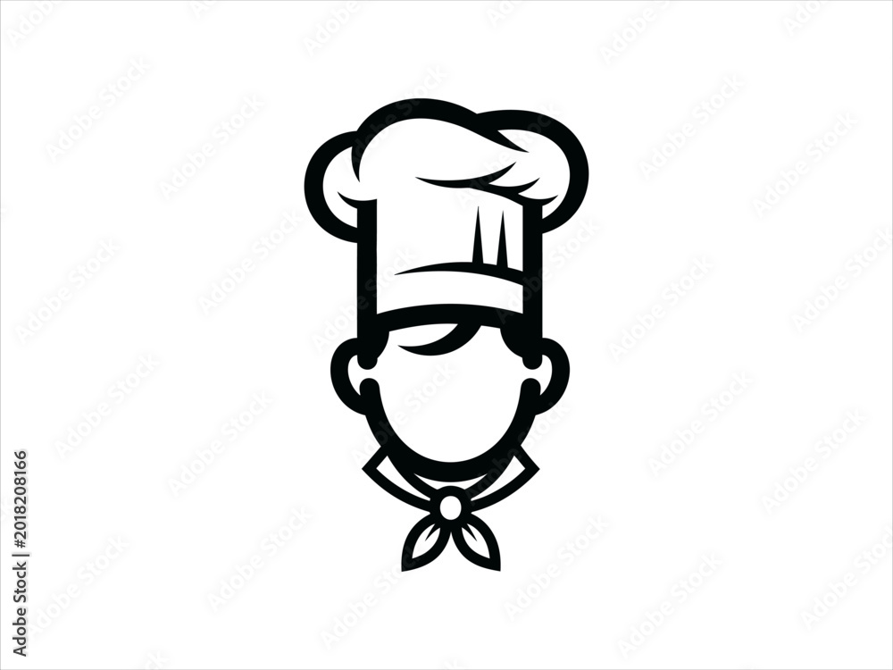 Fototapeta premium Chef Hat Icon Logo - Culinary Professional Headwear and Neck Scarf