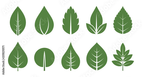 Foto Collection of Green Leaf Icons Representing Nature and Growth