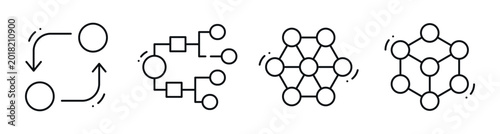 Fotografía Network connection icons illustrating node flow on white background