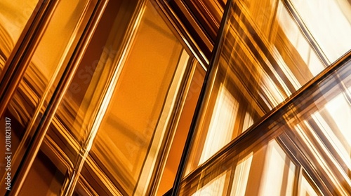 Golden sunlight creates abstract reflections on surfaces highlighting intricate patterns in a warm captivating atmosphere