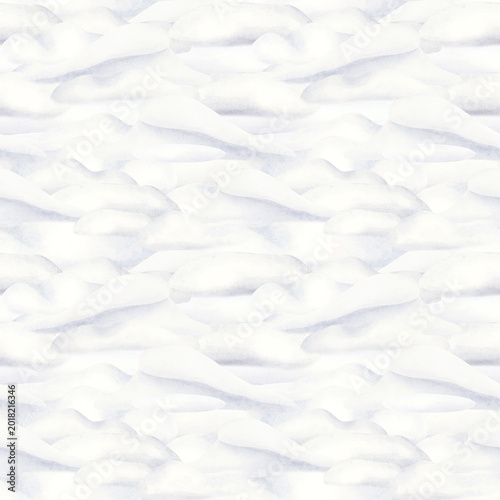 Tableau sur toile Snow desert with white snowdrifts watercolor seamless pattern