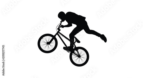 Fotografía rider silhouette performing a trick on a white background