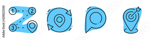 Φωτογραφία Location marker icons indicating routing steps on white background