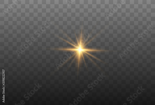 Glowing Light Explosion with Rays Lens Flare Overlay on Transparent Background