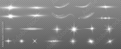 Light effect. Bright Star. Light explodes on a transparent background. Bright sun.	