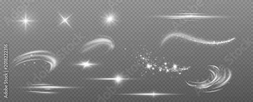 Light effect. Bright Star. Light explodes on a transparent background. Bright sun.	