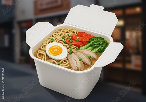 Noodle Box Delight: Hyperrealistic 3D Render