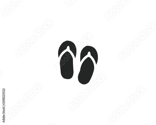 Black Slippers icon. Flip flops vector, casual wear slipper, simple slipper design, Black flip flops, footwear design.