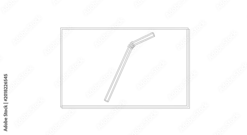 Naklejka premium Plastic Drinking Straw with Bendable Neck - Line Art Icon