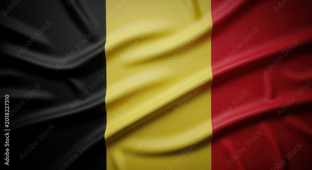 Obraz premium Close-up of Belgian flag fabric with flowing texture and vibrant colors