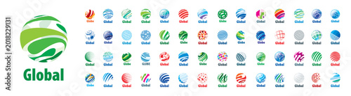 A set of abstract vector logos of the global network