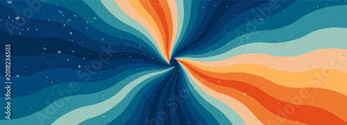 Starburst psychedelic wide groovy background.