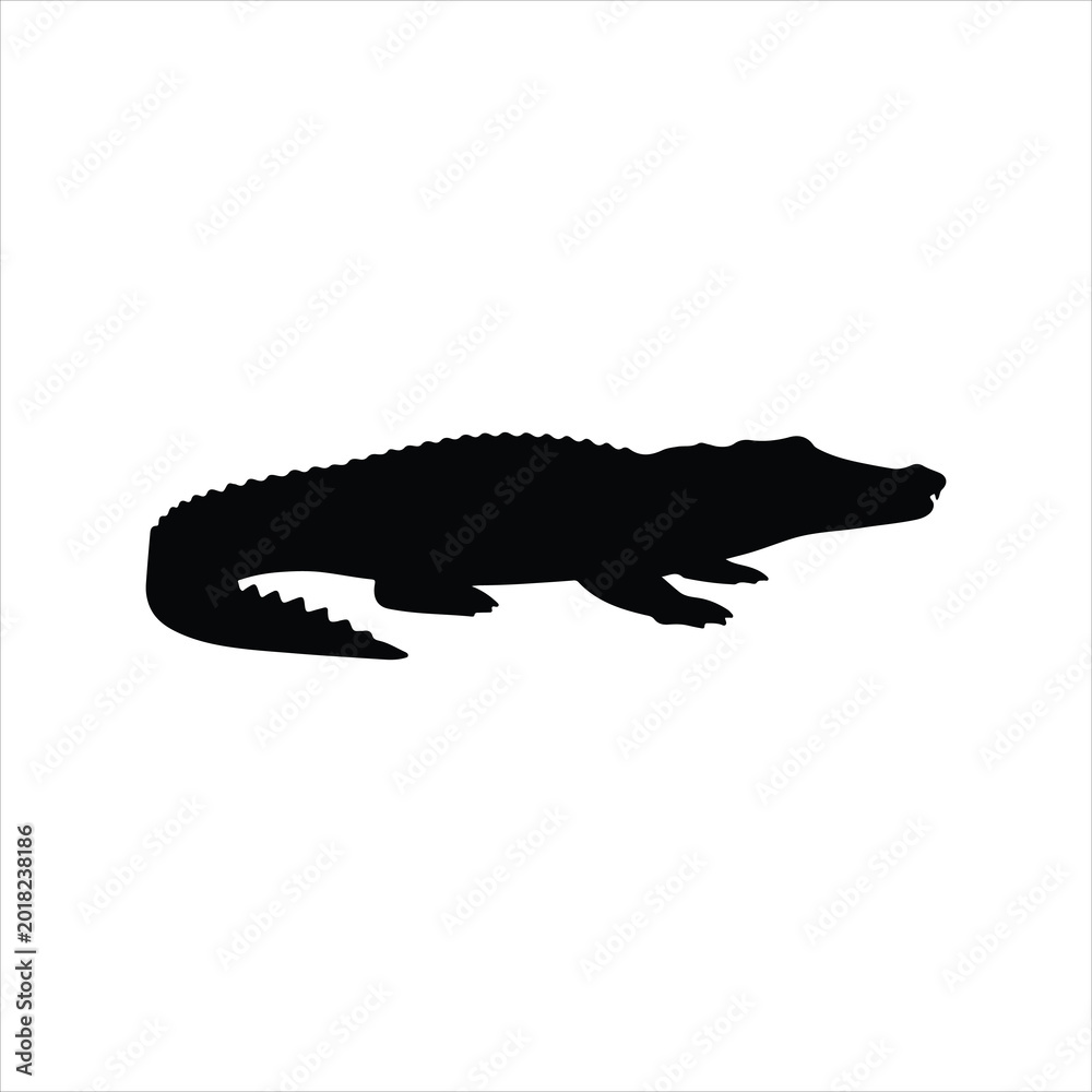 Fototapeta premium Crocodile silhouette vector illustration isolated on white background.