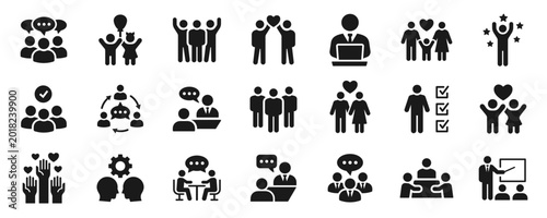 Tableau sur toile Social interaction solid icons set