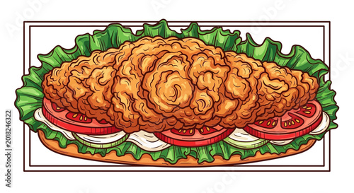 Delicious Crispy Fried Chicken Sandwich on a Bun with Lettuce and Tomato