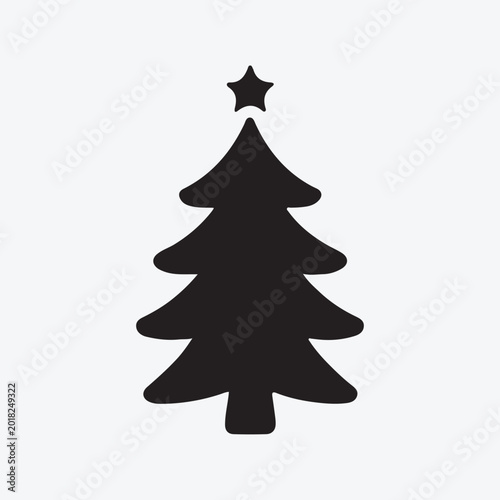 Christmas Tree Silhouette Vector Festive Holiday Tree Isolated Icon