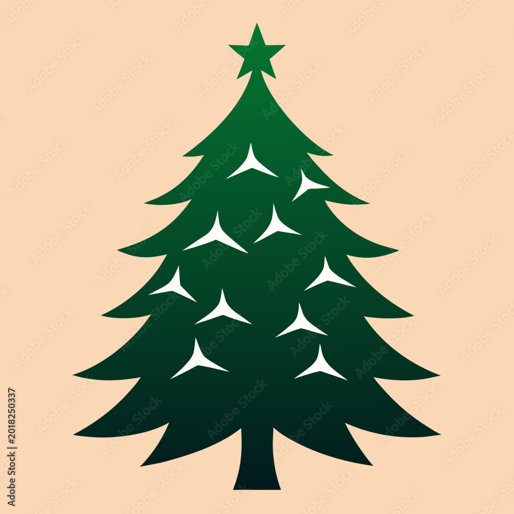 Obraz premium Green christmas tree illustration with triangular shape design Vector