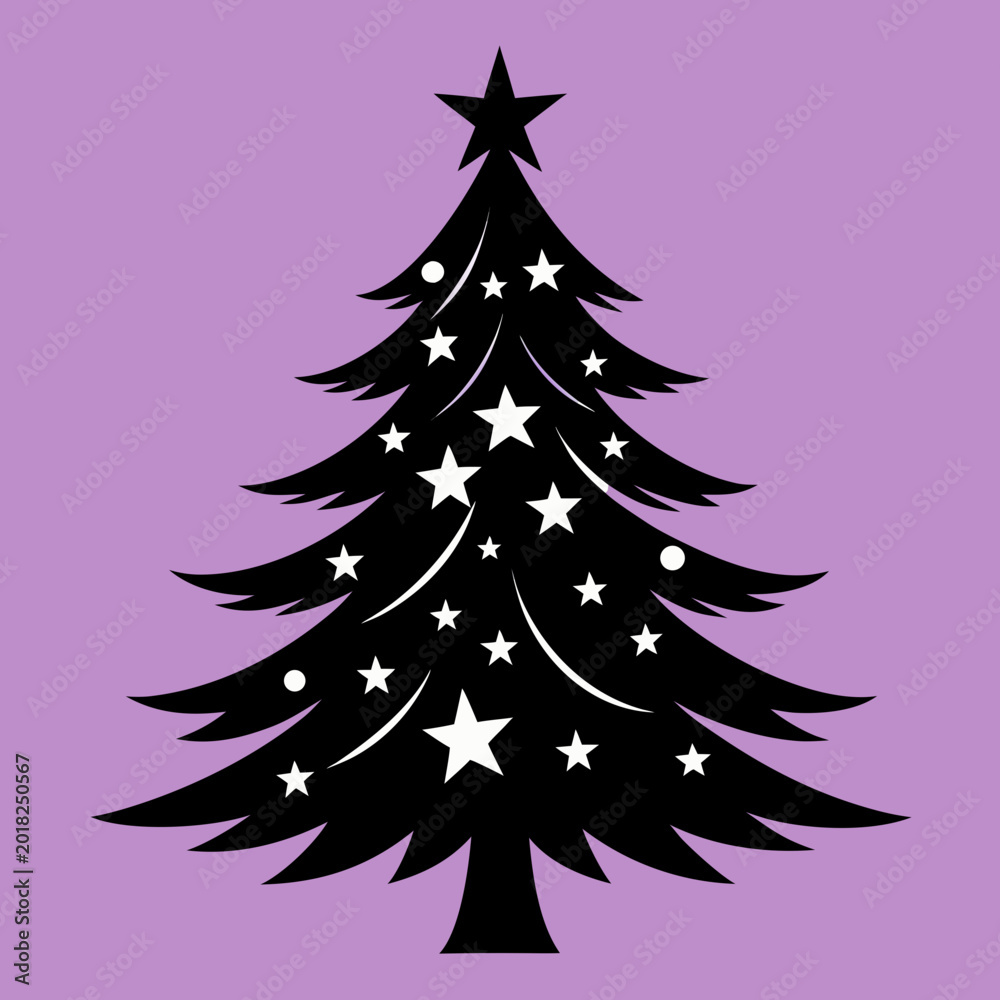 Obraz premium Simple purple christmas tree icon with geometric design Vector