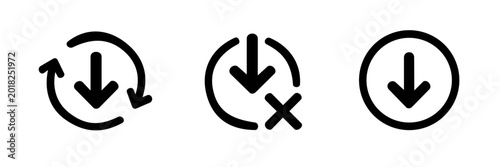 Konstfotografi Download icon set with circular arrows, cancel symbol, and simple download butto