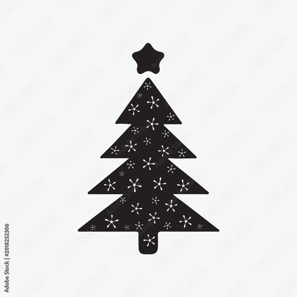 Fototapeta premium Christmas Tree Silhouette Vector Festive Holiday Tree Isolated Icon