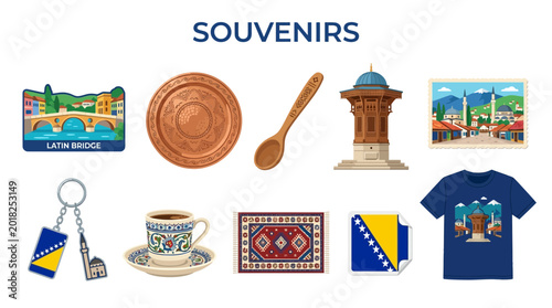 Photos Collection of Bosnian Souvenirs and Cultural Items.