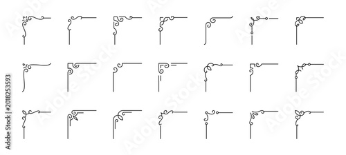 Minimal decorative corner ornaments set with editable stroke