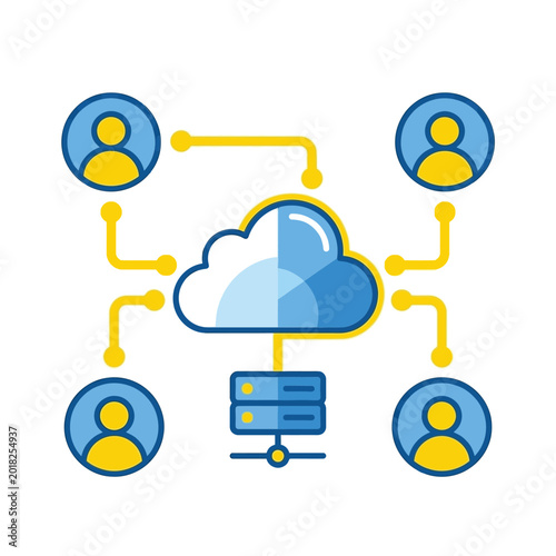 Bilde på lerret Cloud Team Workspace, Profiles Connected To Cloud Platform And Server, Clean Sty