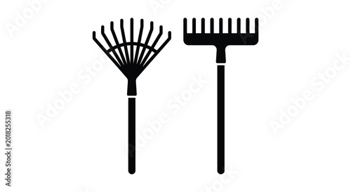 Cuadro en lienzo rake and fork silhouette high quality professional detailed modern elegant