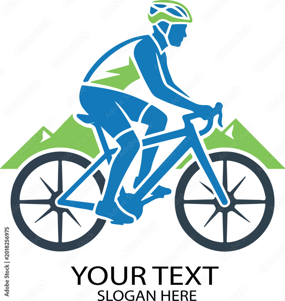 Fototapeta premium mountine bike rider logo vector white background