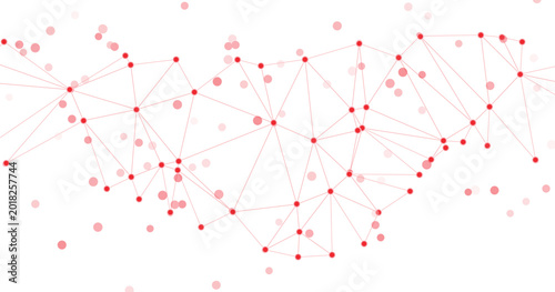 Red network connections on transparent background vector graphic with nodes and lines