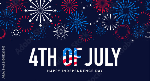 Bild auf Leinwand 4th of July background, fireworks banner, Independence Day