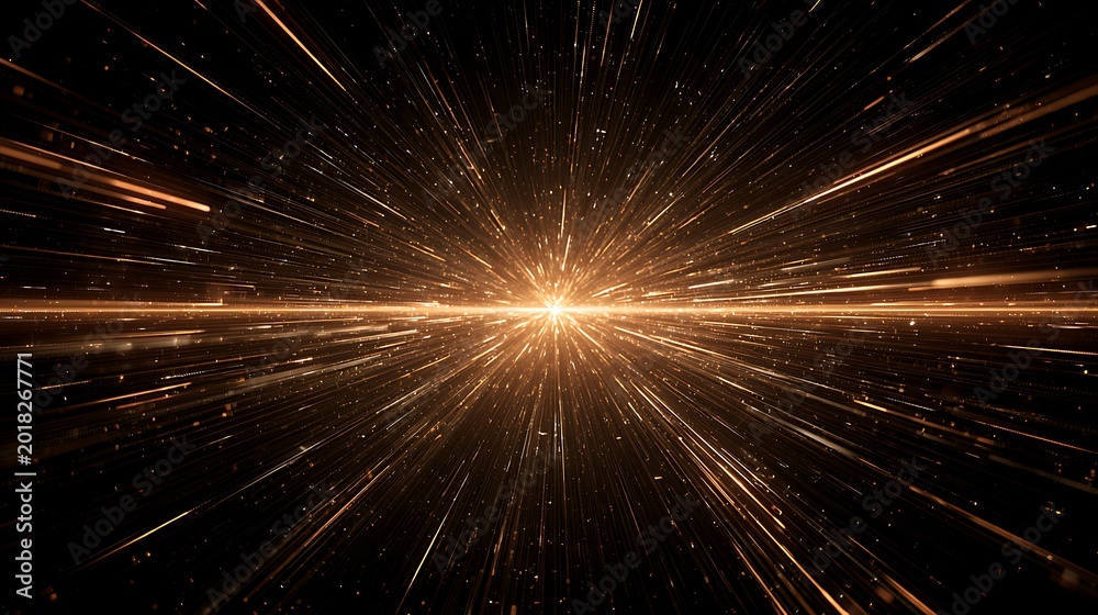 Fototapeta premium Abstract background of light rays and particles moving through space