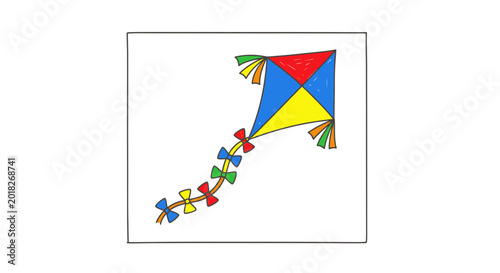 Free Download Colorful Kite Flying High with Ribbon Tail - GFXLoad