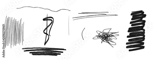 Fotografie Rough Hand Drawn Marker Lines and Ink Scribble Texture for Graphic Design Projects