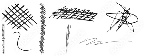 Foto Marker Scribble and Hand Drawn Ink Texture Shapes on Transparent Background