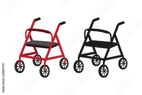 Rollator, mobile walking aid for seniors.