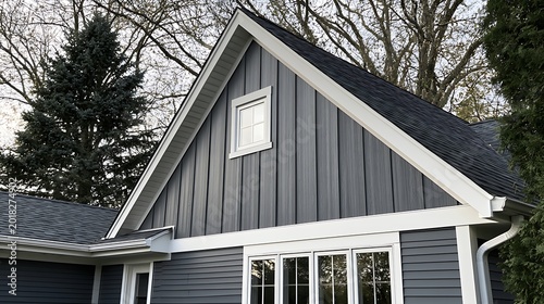Modern exterior home siding featuring board and batten and horizontal lap siding