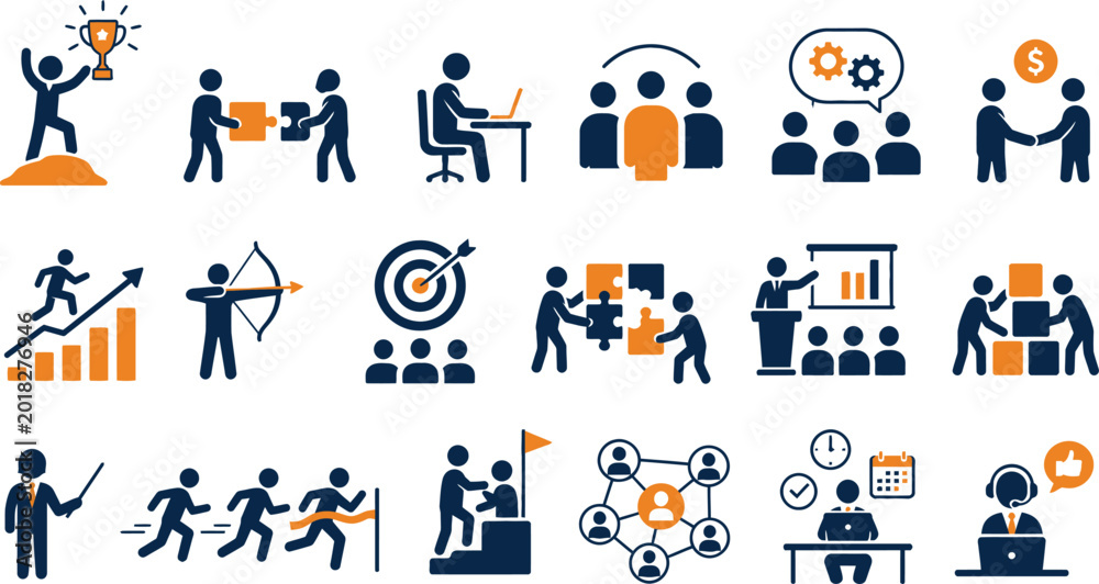 Fototapeta premium Business Teamwork and Corporate Success Icons